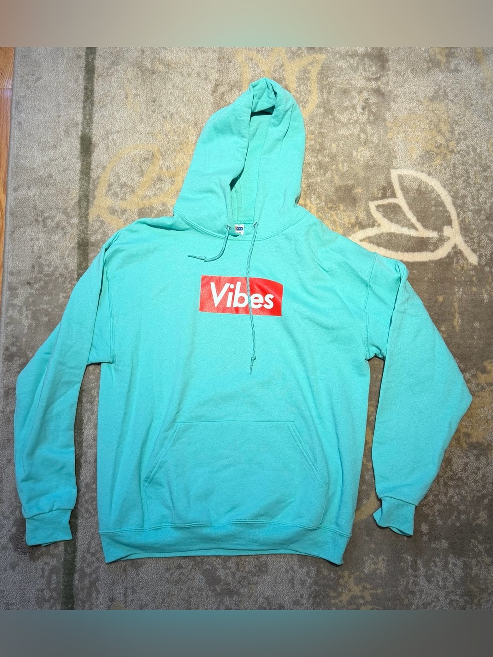 Turquoise "Vibes" Graphic Hoodie